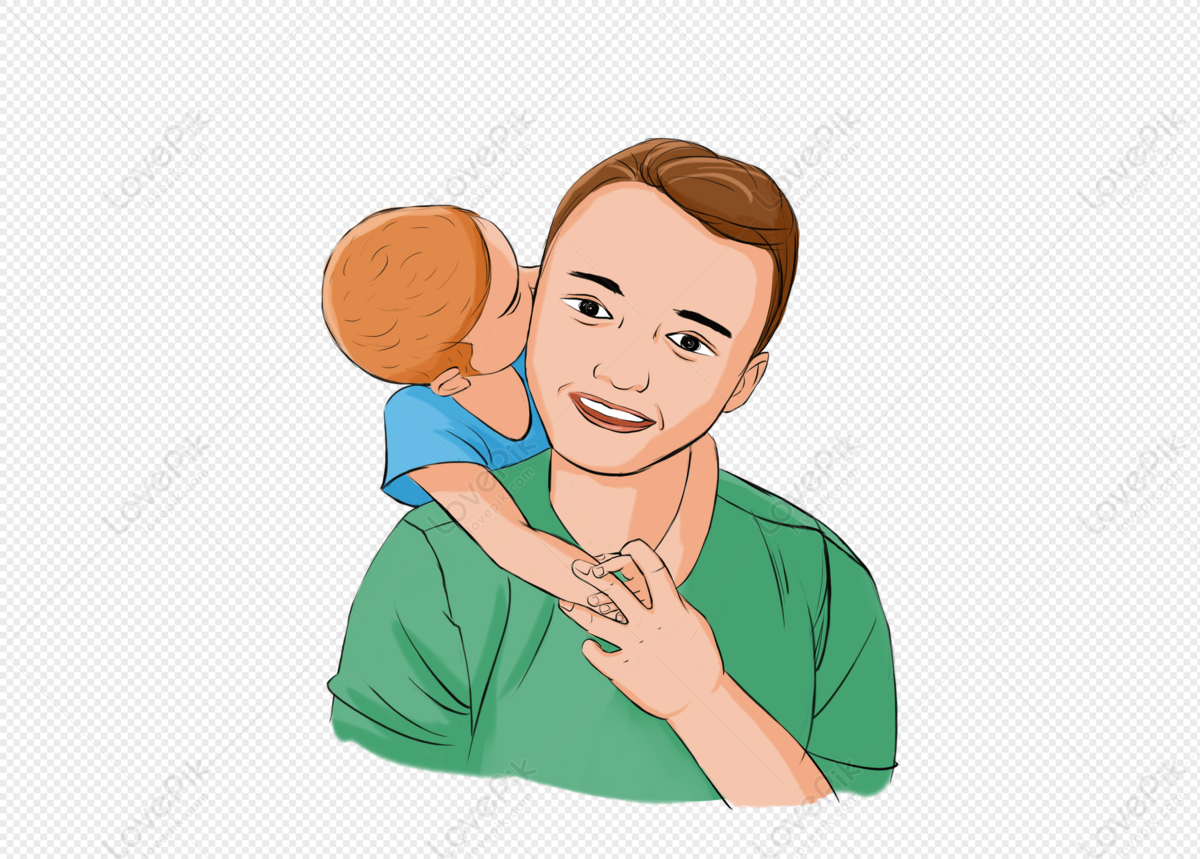 Мужчина с сыном рисунок