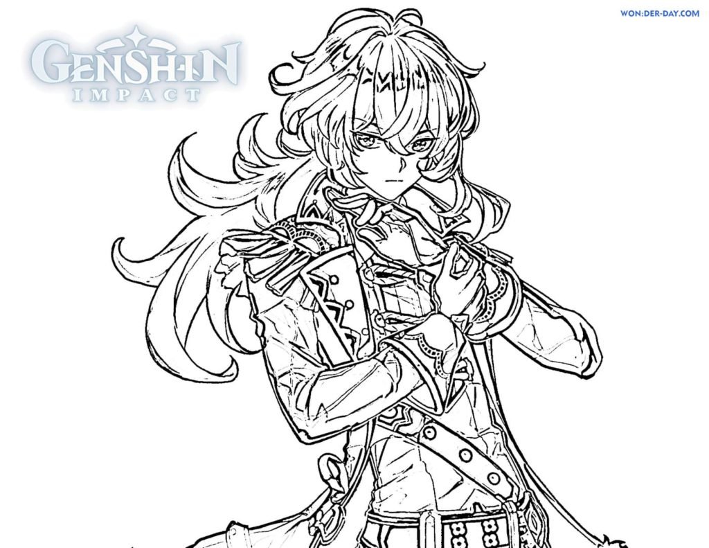 Раскраски Геншин Импакт Джун ли