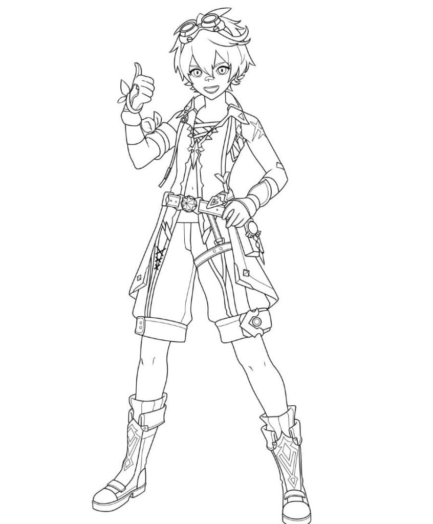 Раскраска Геншин Импакт Беннет