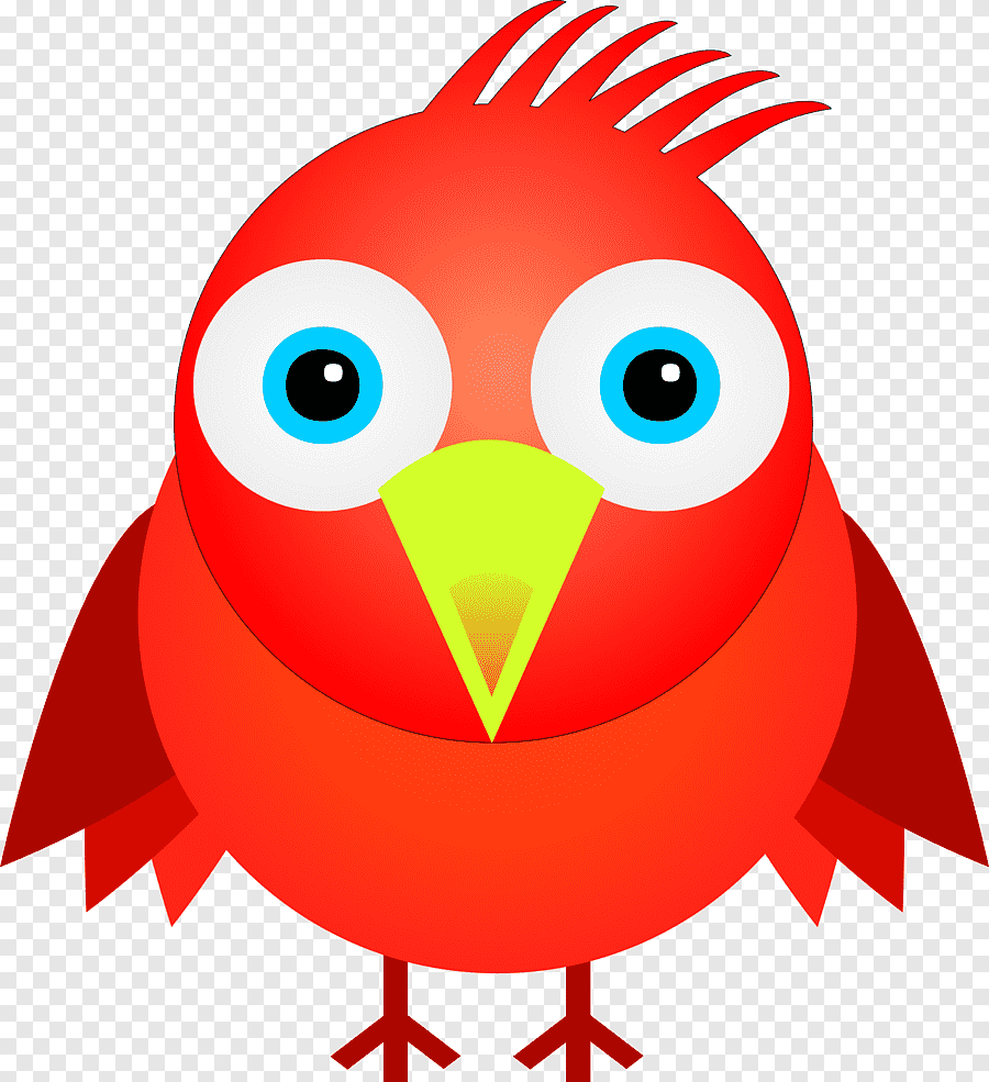 Красный попугай мультяшный