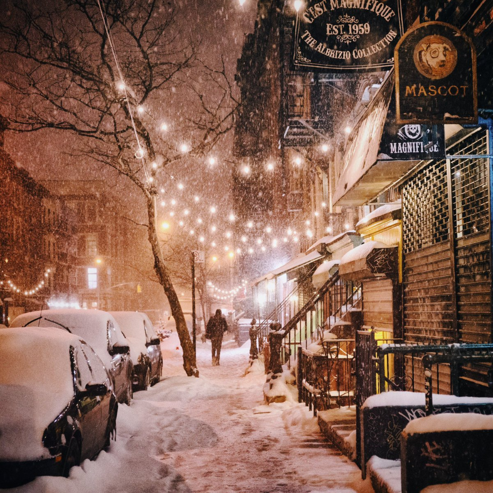 Нью-Йорк улица Бруклин зима