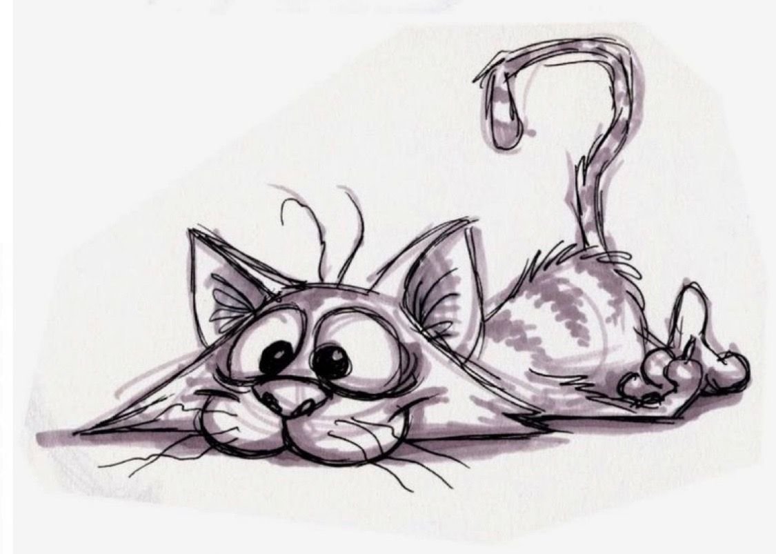 Белый котенок акварель