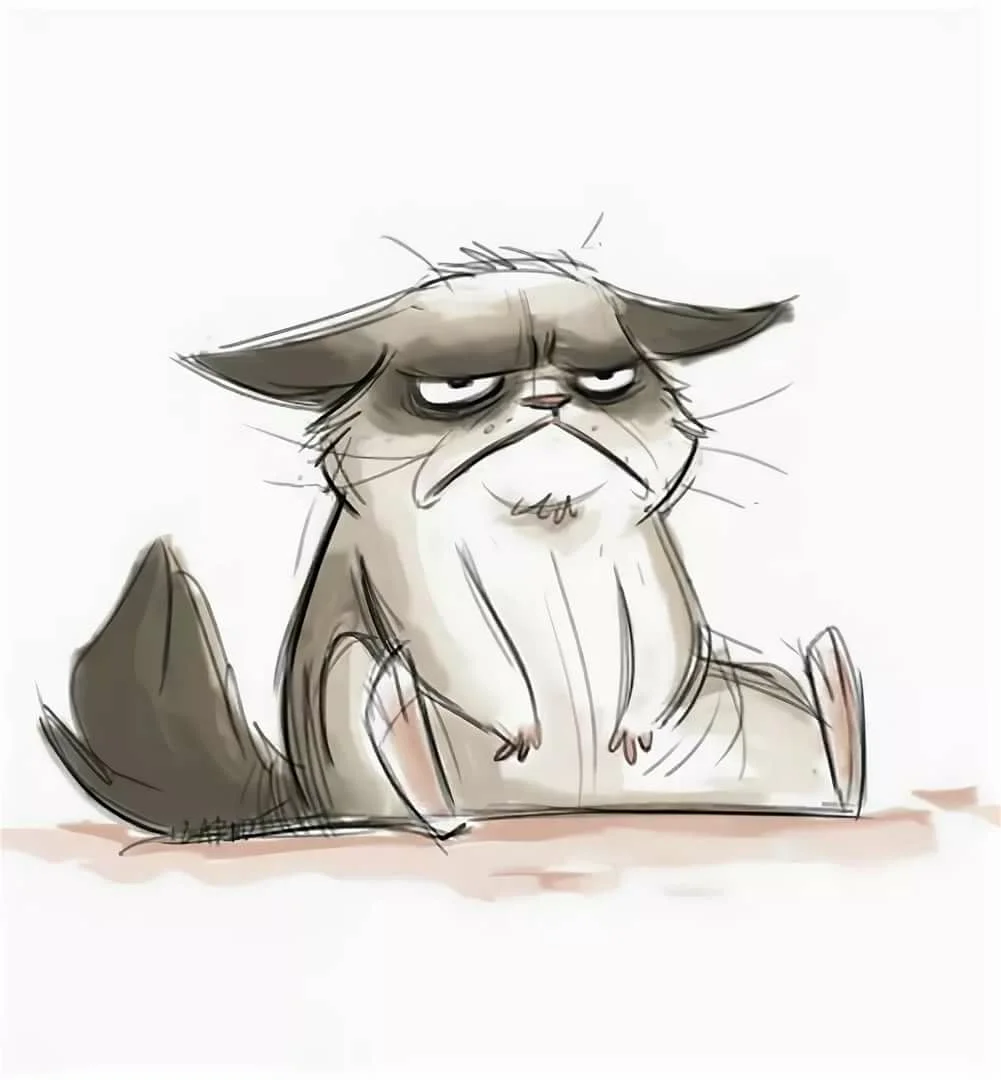 Уставший кот арт