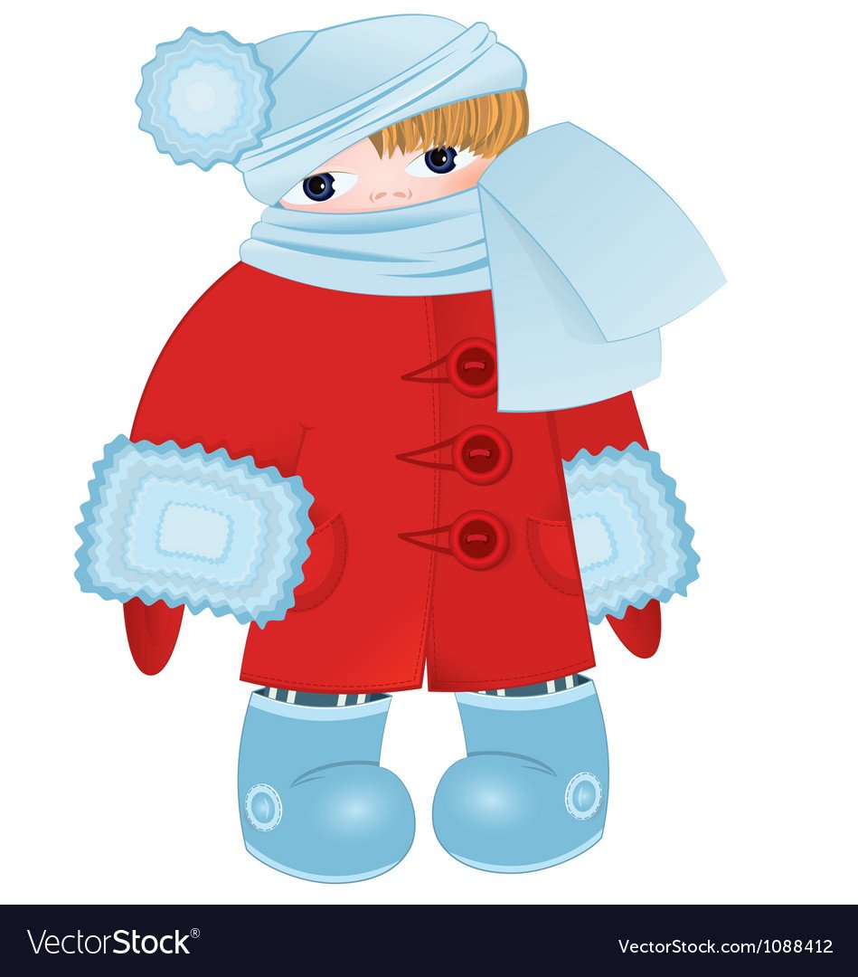 Мальчик в шубе вектор