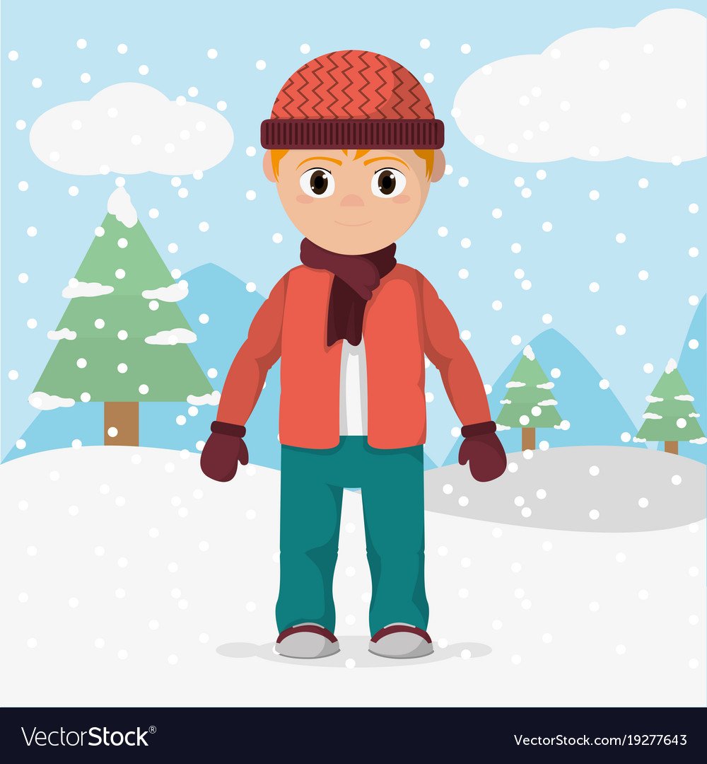 Нарисовать зимнего мальчика