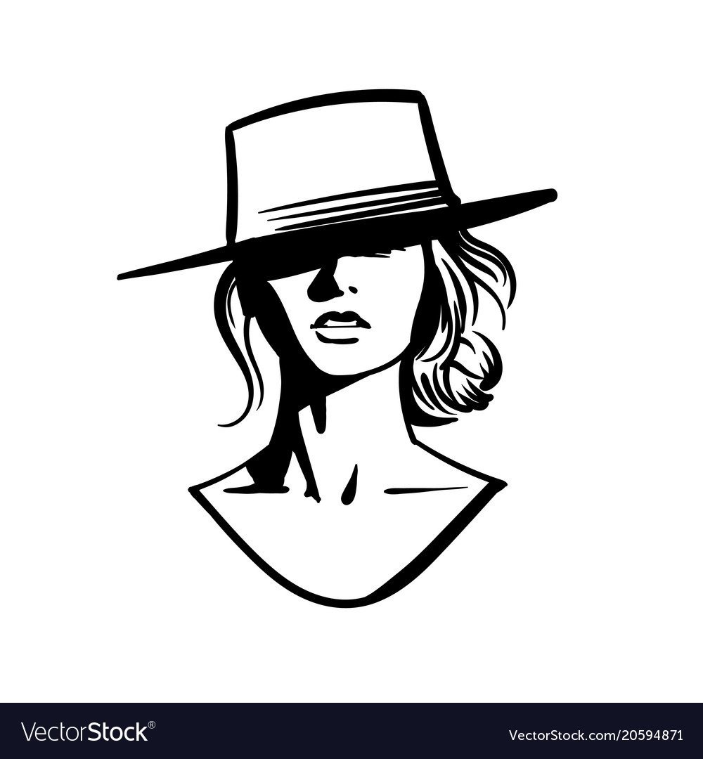 Дама в шляпе силуэт