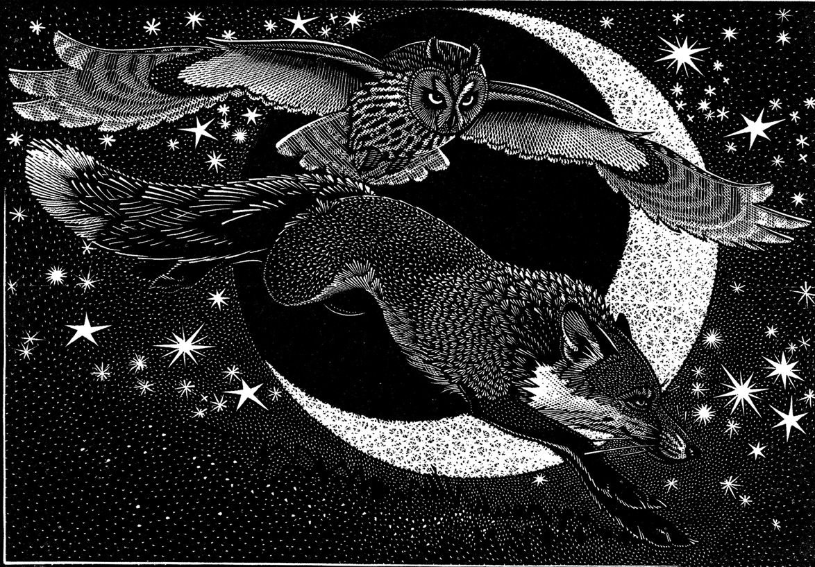 Гравюра на черном фоне