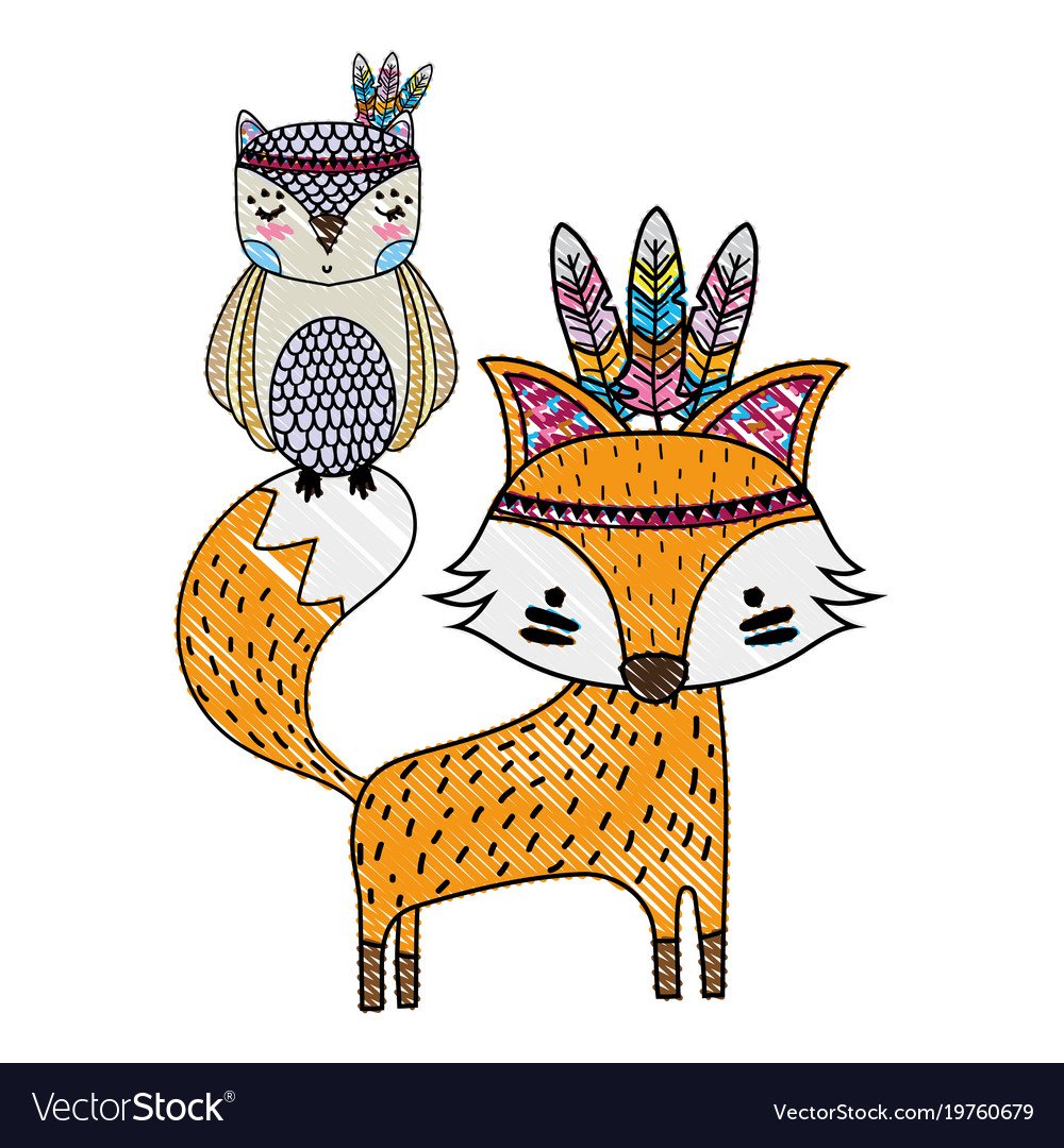 Эскиз лисы и Совы