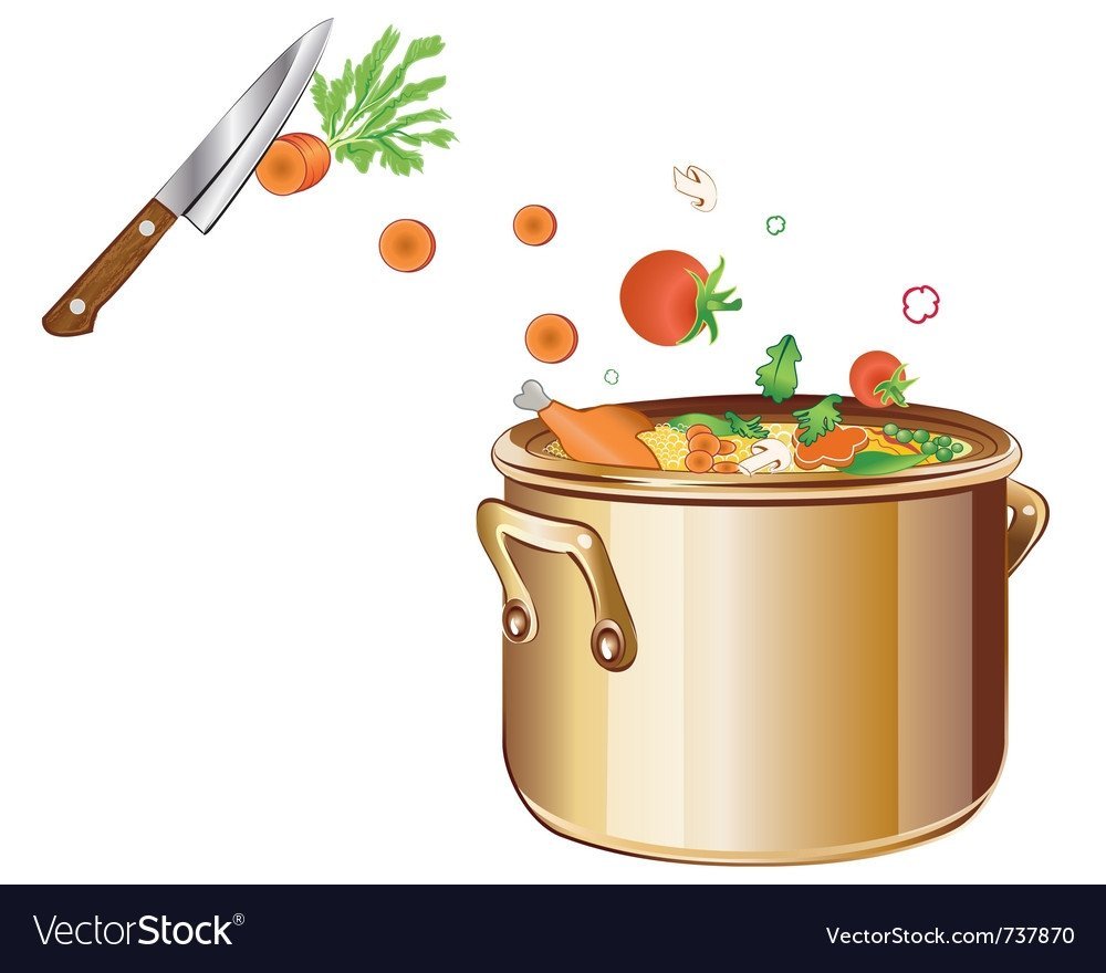 Кастрюля кипящая на белом фоне мультяшная