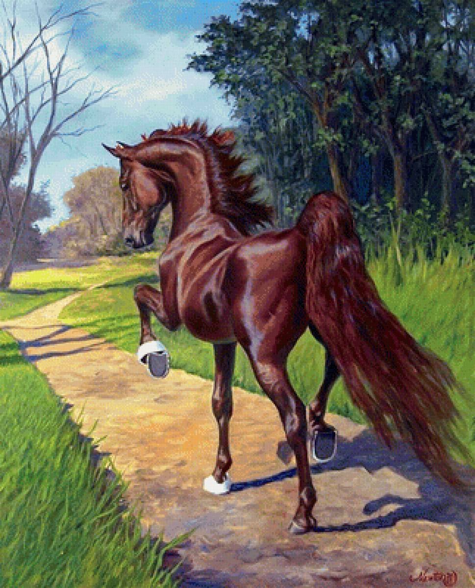 Пейзаж с лошадьми