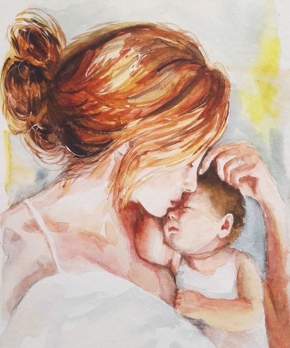 Женщина с ребенком живопись