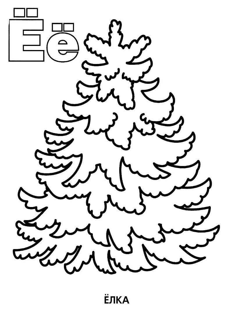 Контур елка карандашом