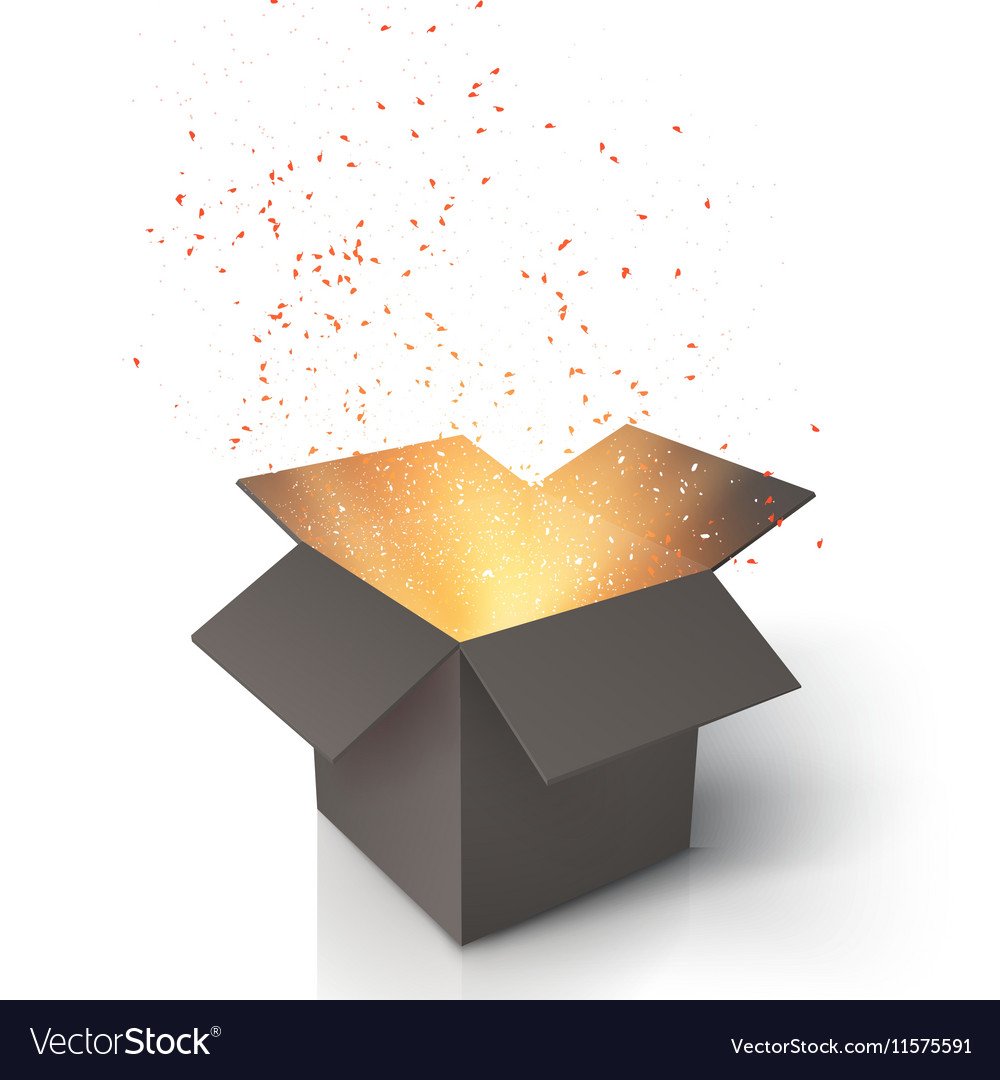 Открытая коробка со светом