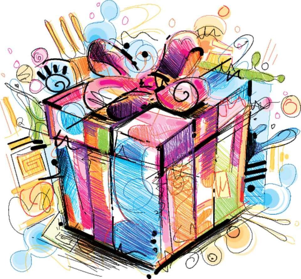 Коробки с подарками акварель