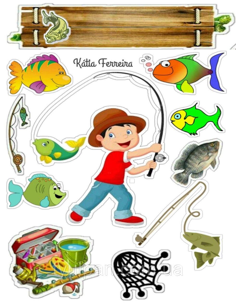 Макет рыбалка на торт