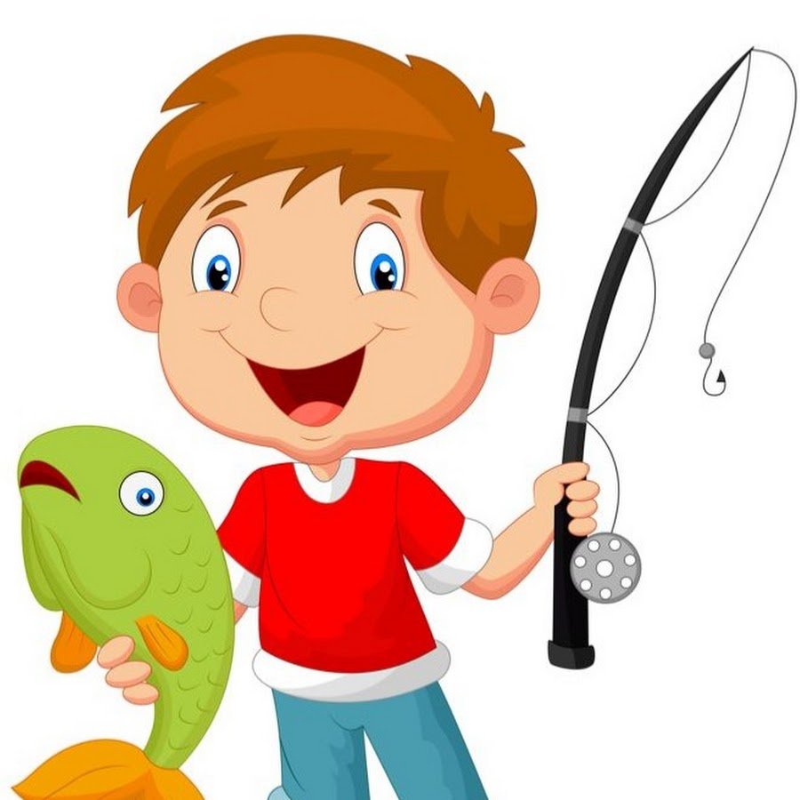 Мальчик с удочкой и рыбой