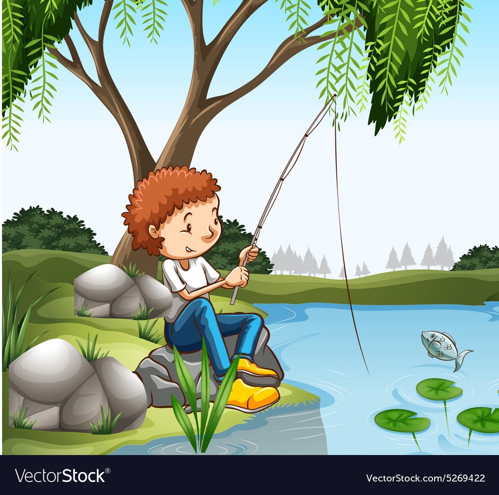 Мальчик с удочкой мультяшный
