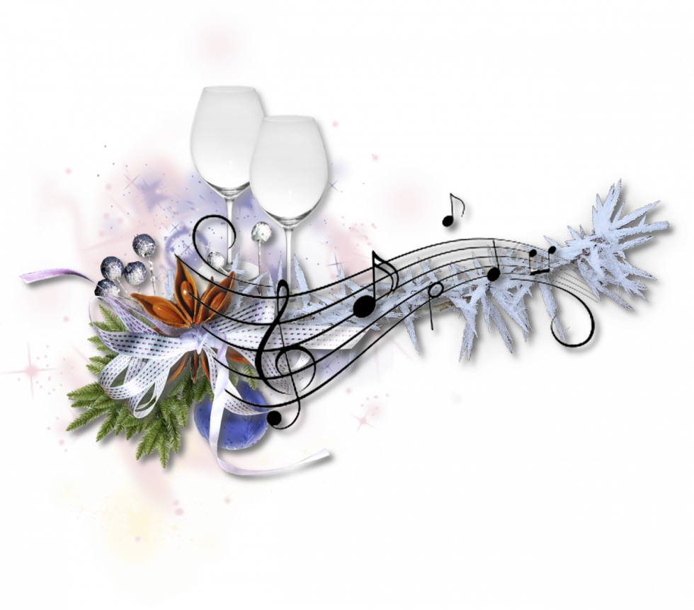 Новогодние нотки на прозрачном фоне
