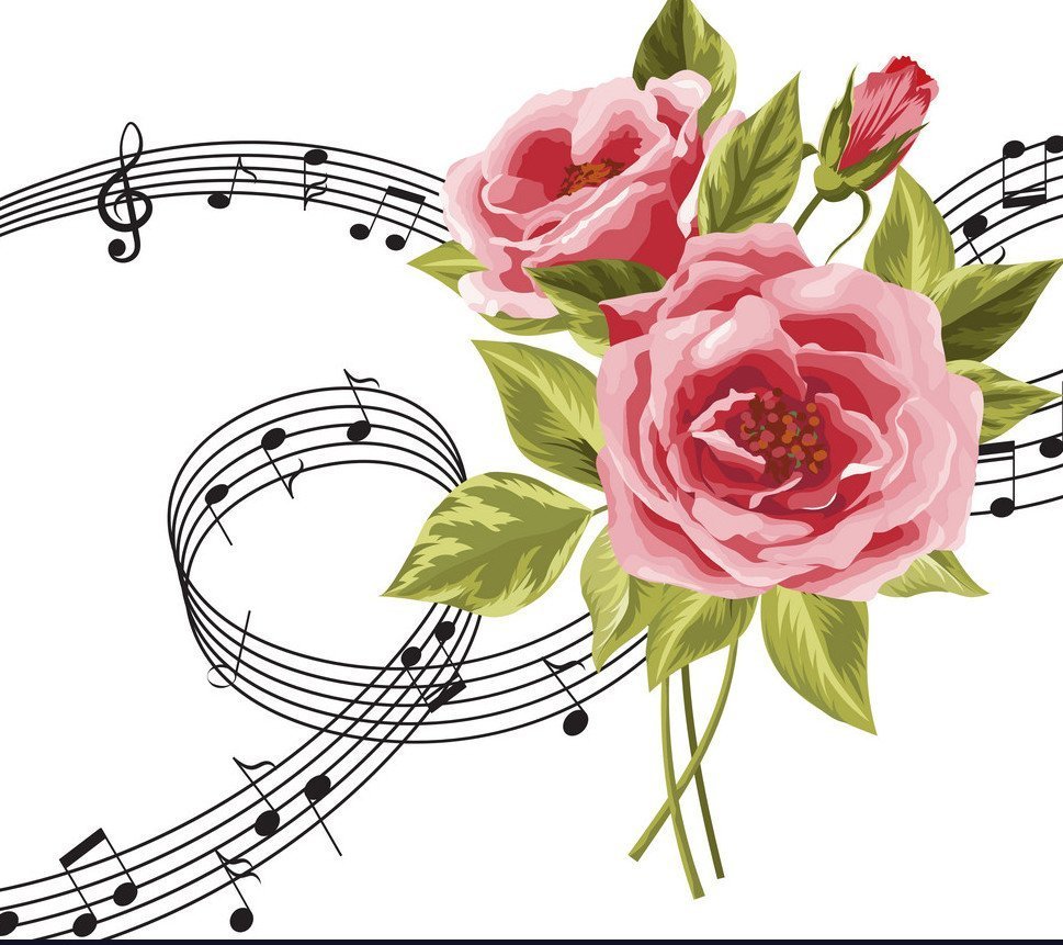 Скрипичный ключ и цветы