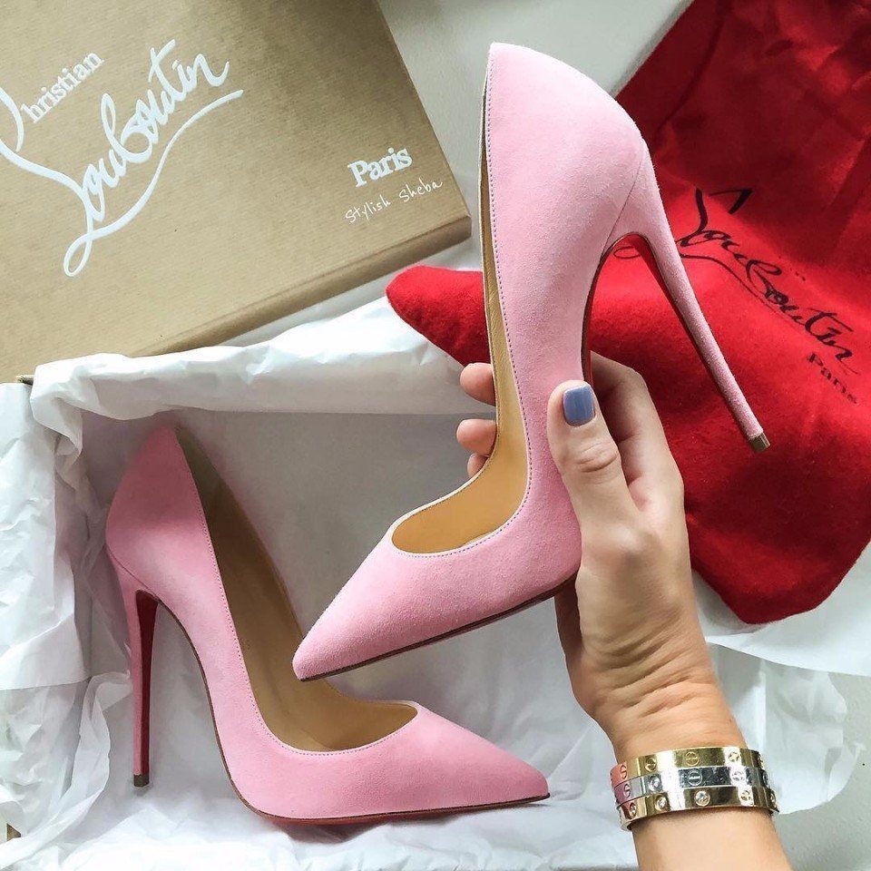 Кристиан лабутен лодочки розовые