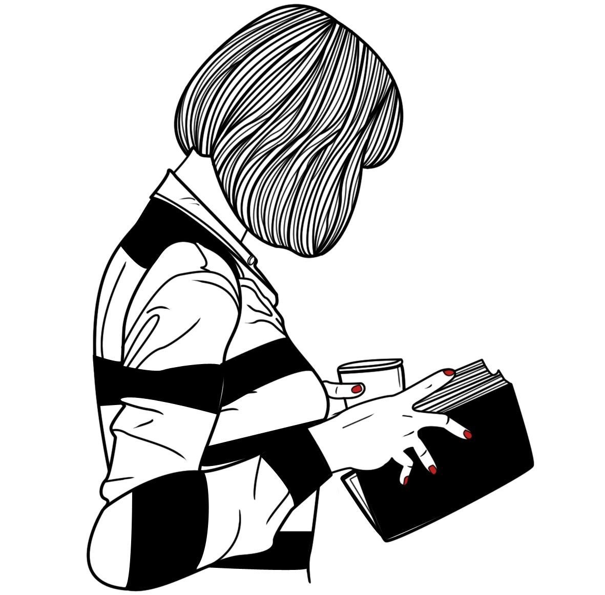 Скетч девушка с книгой