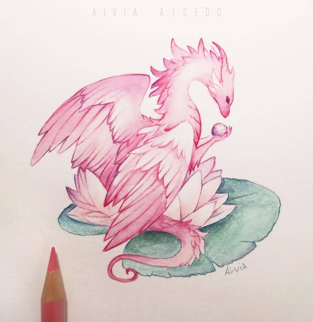 Дракон акварелью Alvia Alcedo