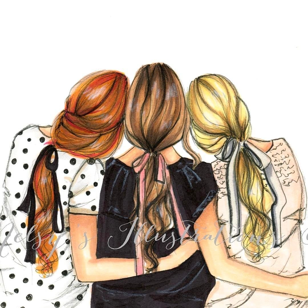 Подруги в мультяшном стиле