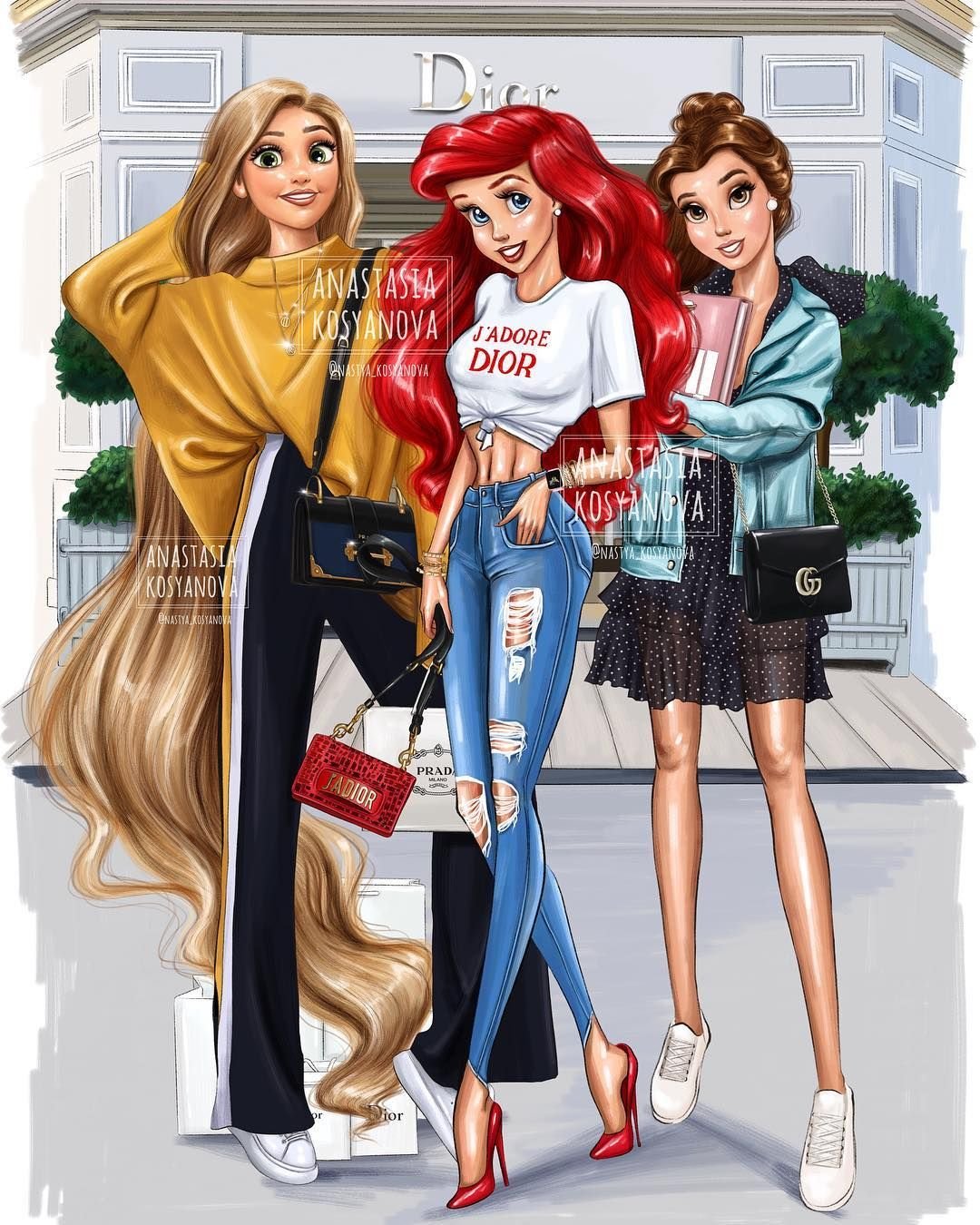 Три девушки нарисованные