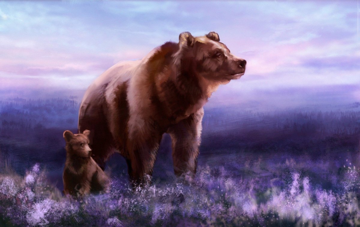 Медведь обнимает