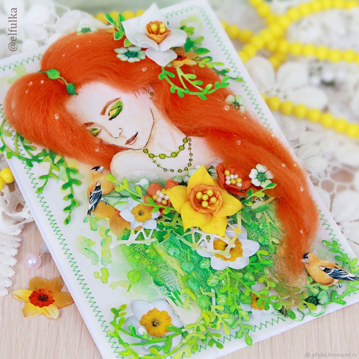 Открытка с рыжей девочкой