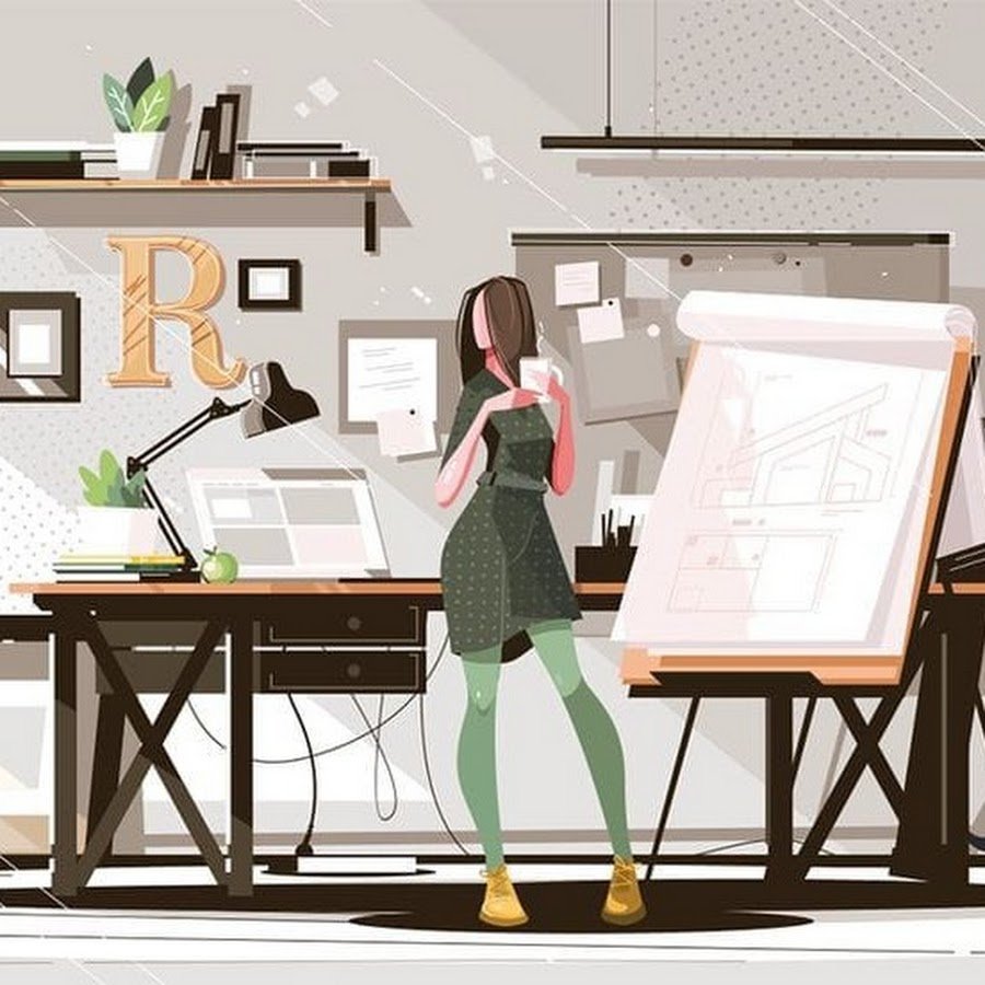 Девушка графический дизайнер иллюстрация