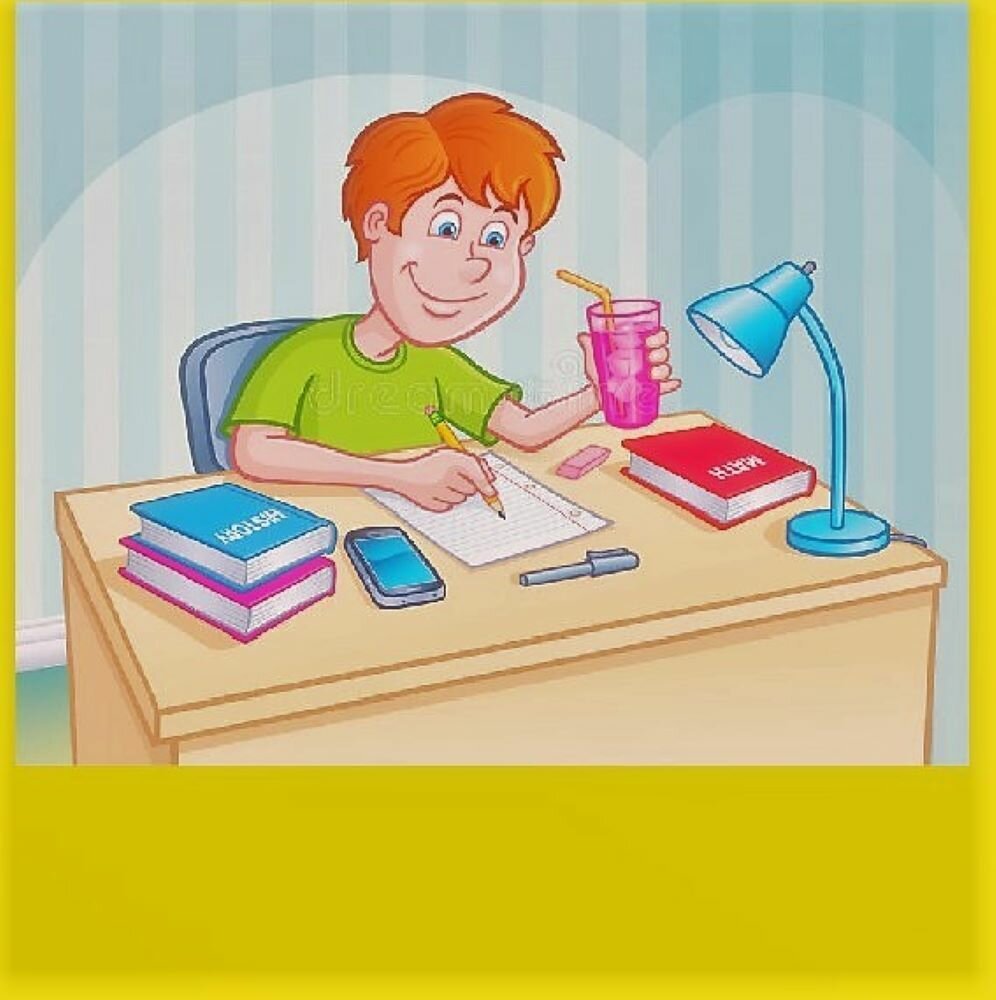 Ребенок делает домашнее задание мультяшное