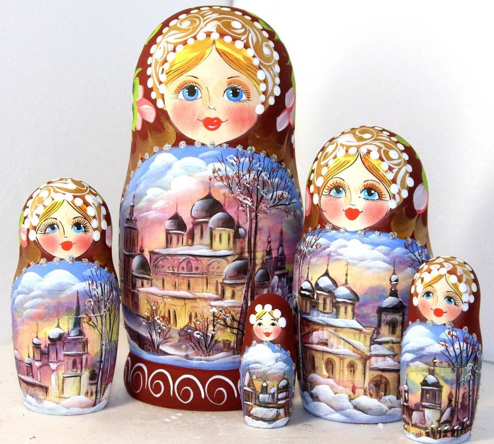 Матрёшка "русская зима" (5 мест, 17 см)
