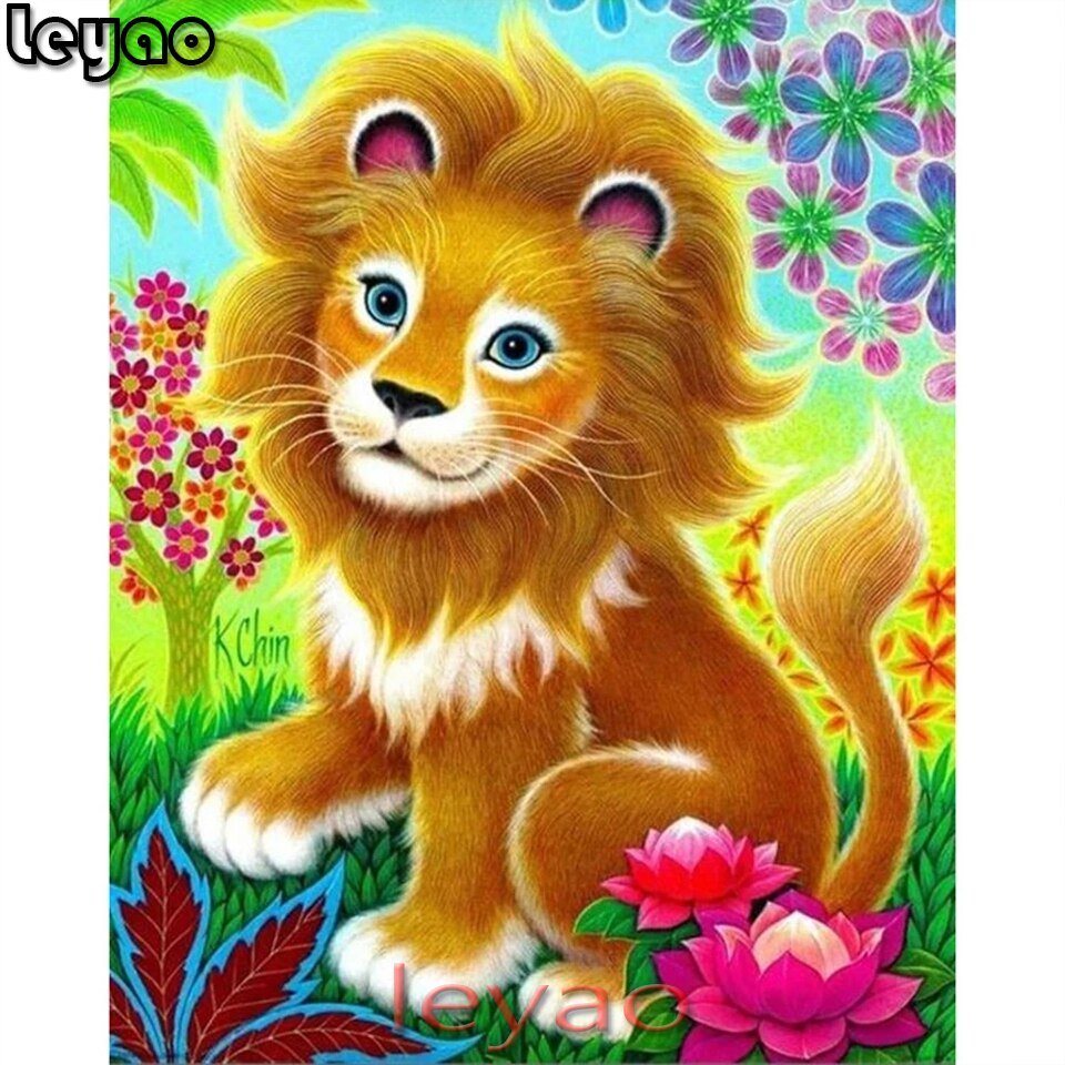 Львенок с цветами