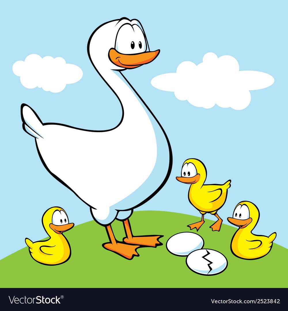 Гусь мультяшный на белом фоне