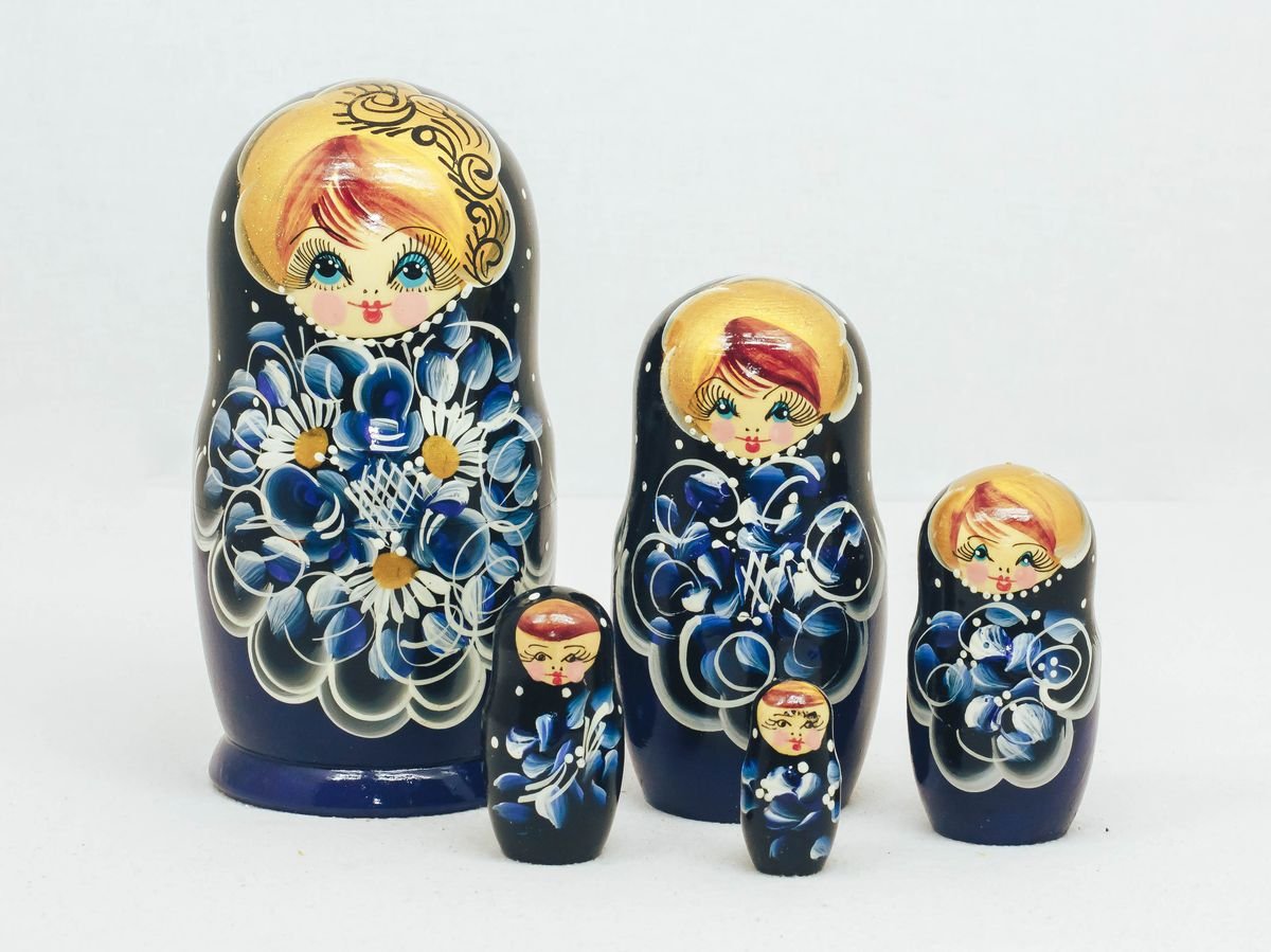 Матрешка Гжель Городецкая