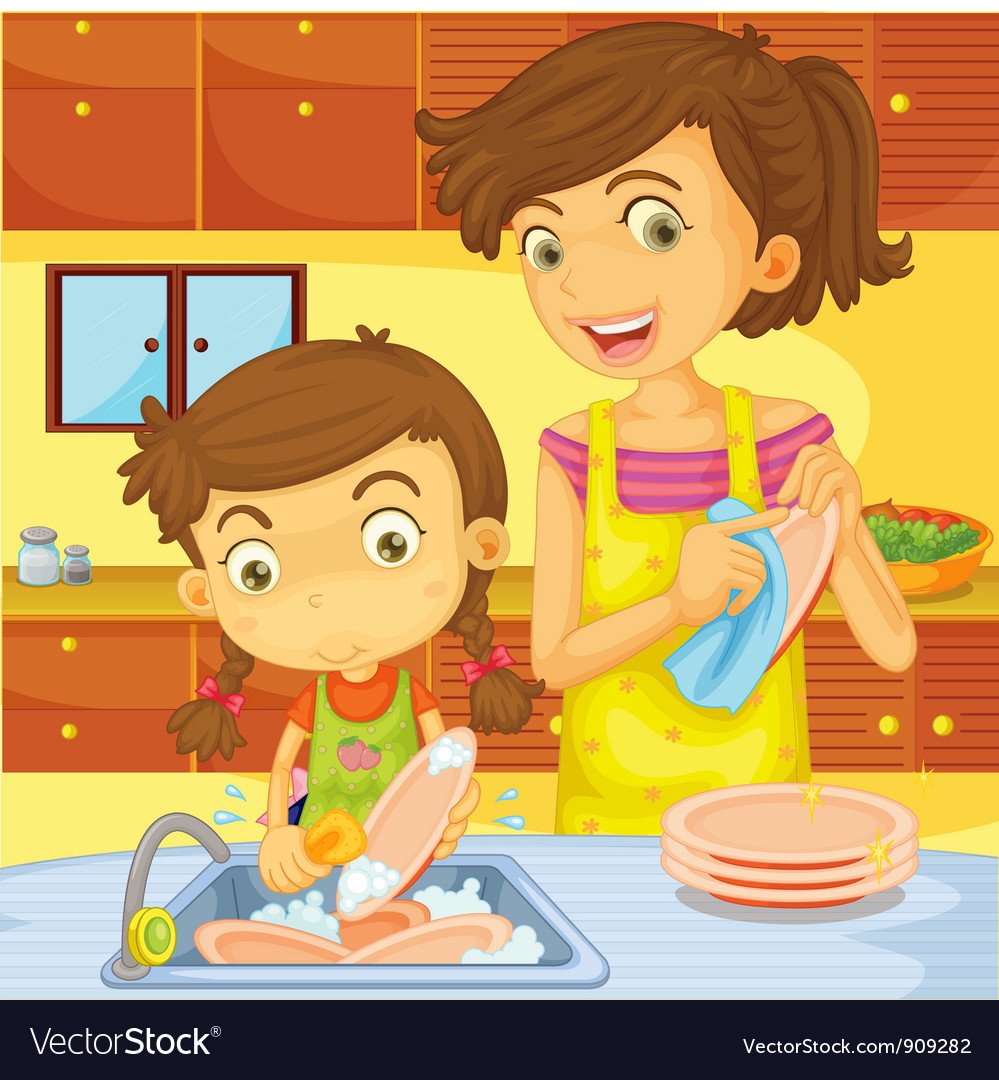 Мама с ребенком на кухне