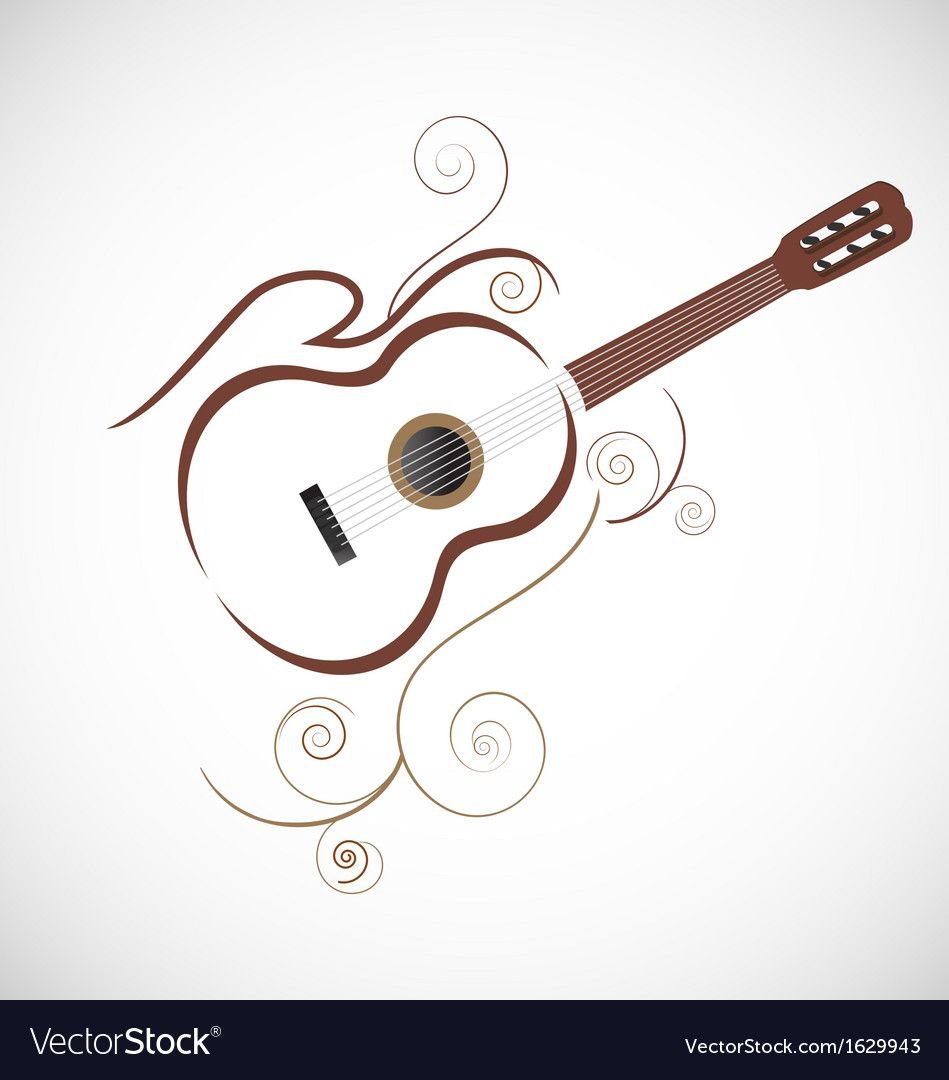 Стилизованная гитара вектор