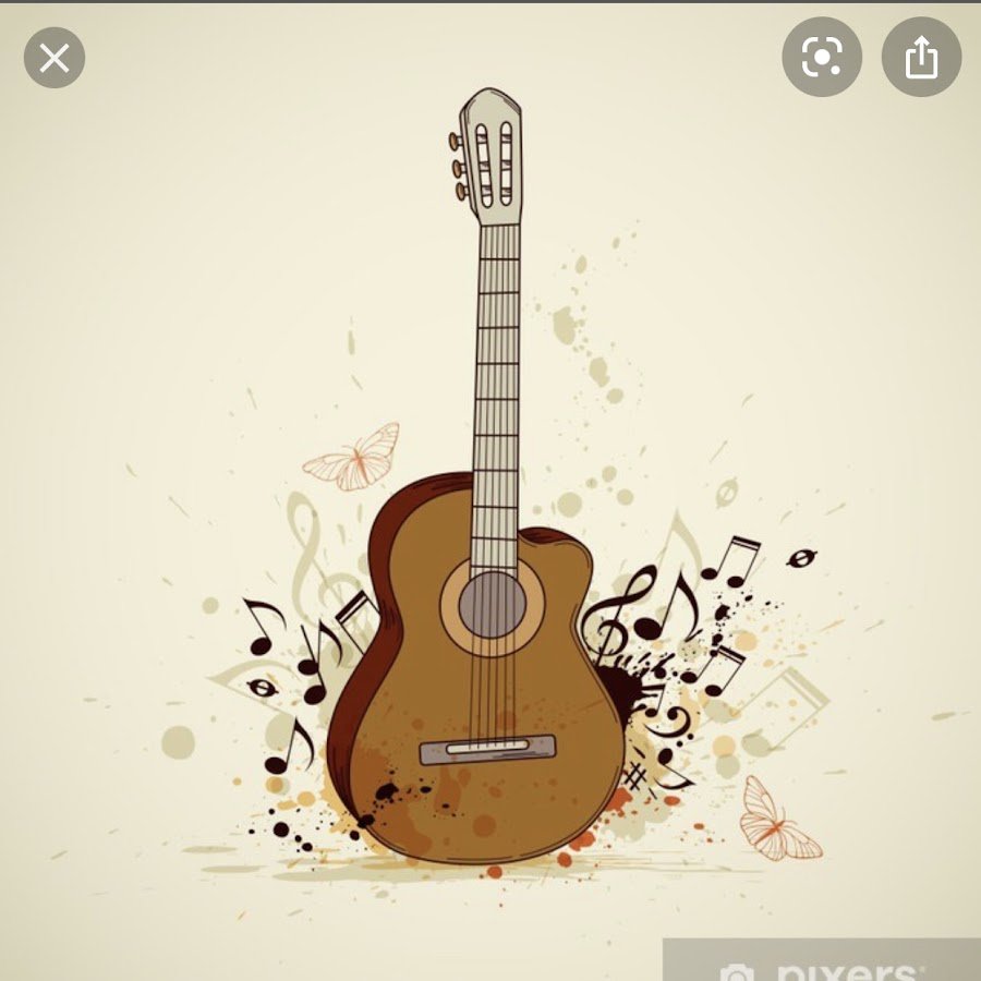 Бардовская гитара на прозрачном фоне