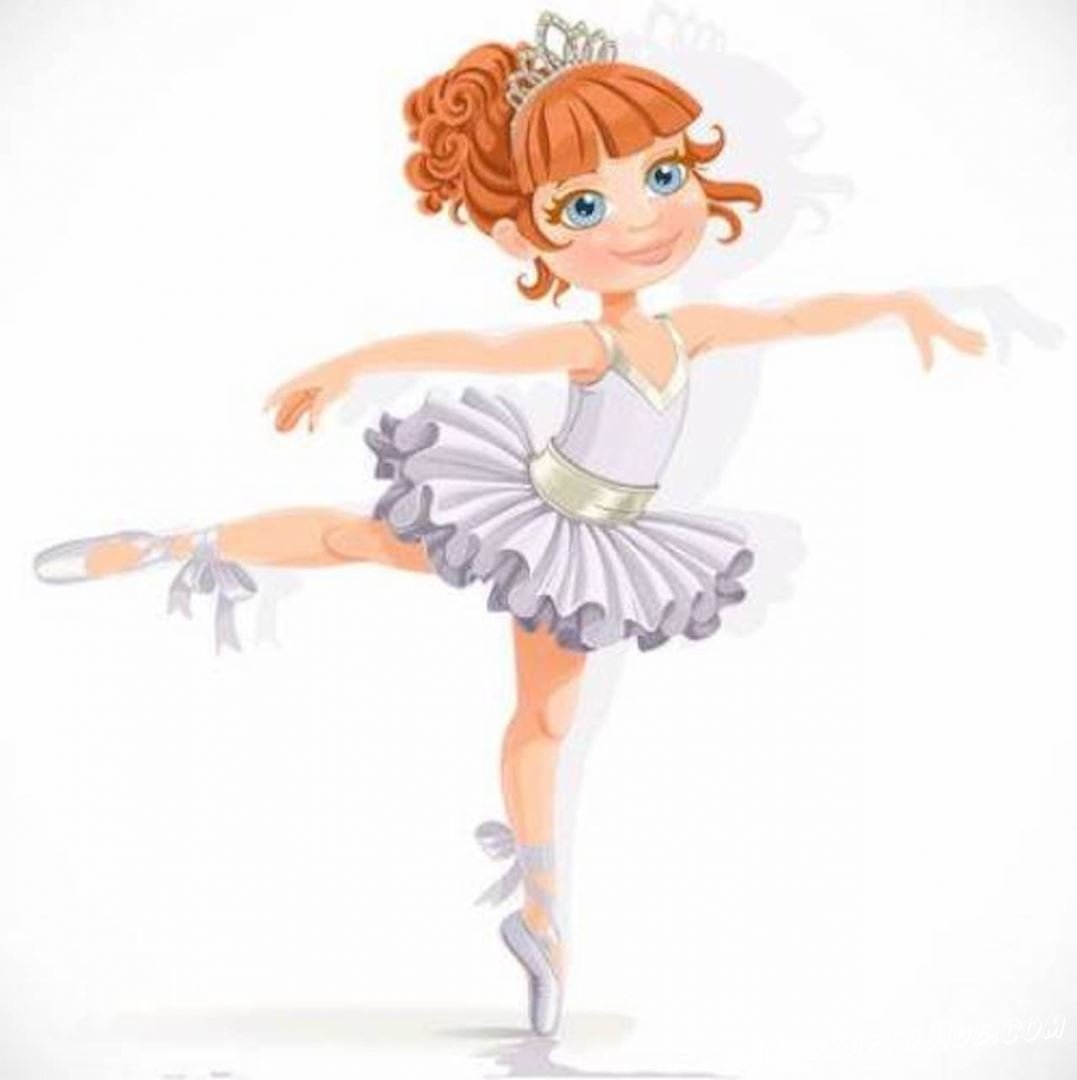 Мультяшная балерина на белом фоне