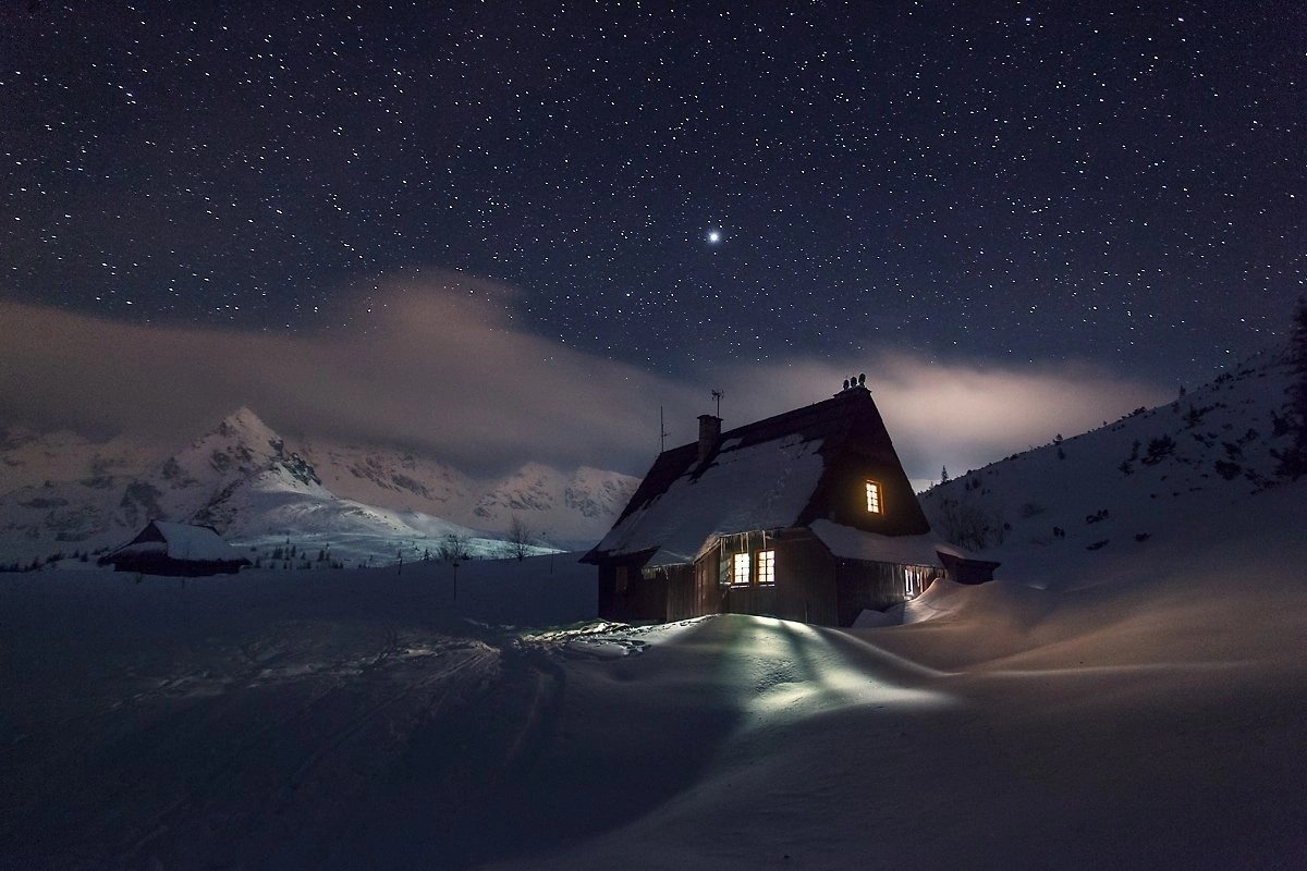 Зима ночь деревня