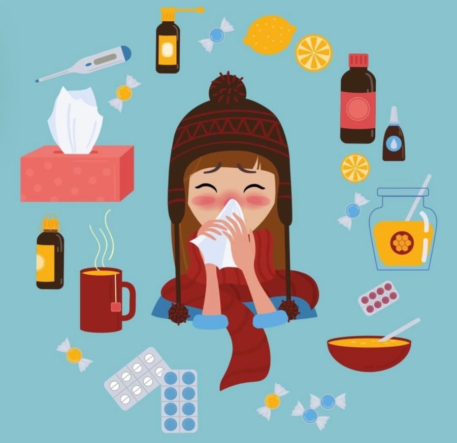 Заболевший мультяшный человек