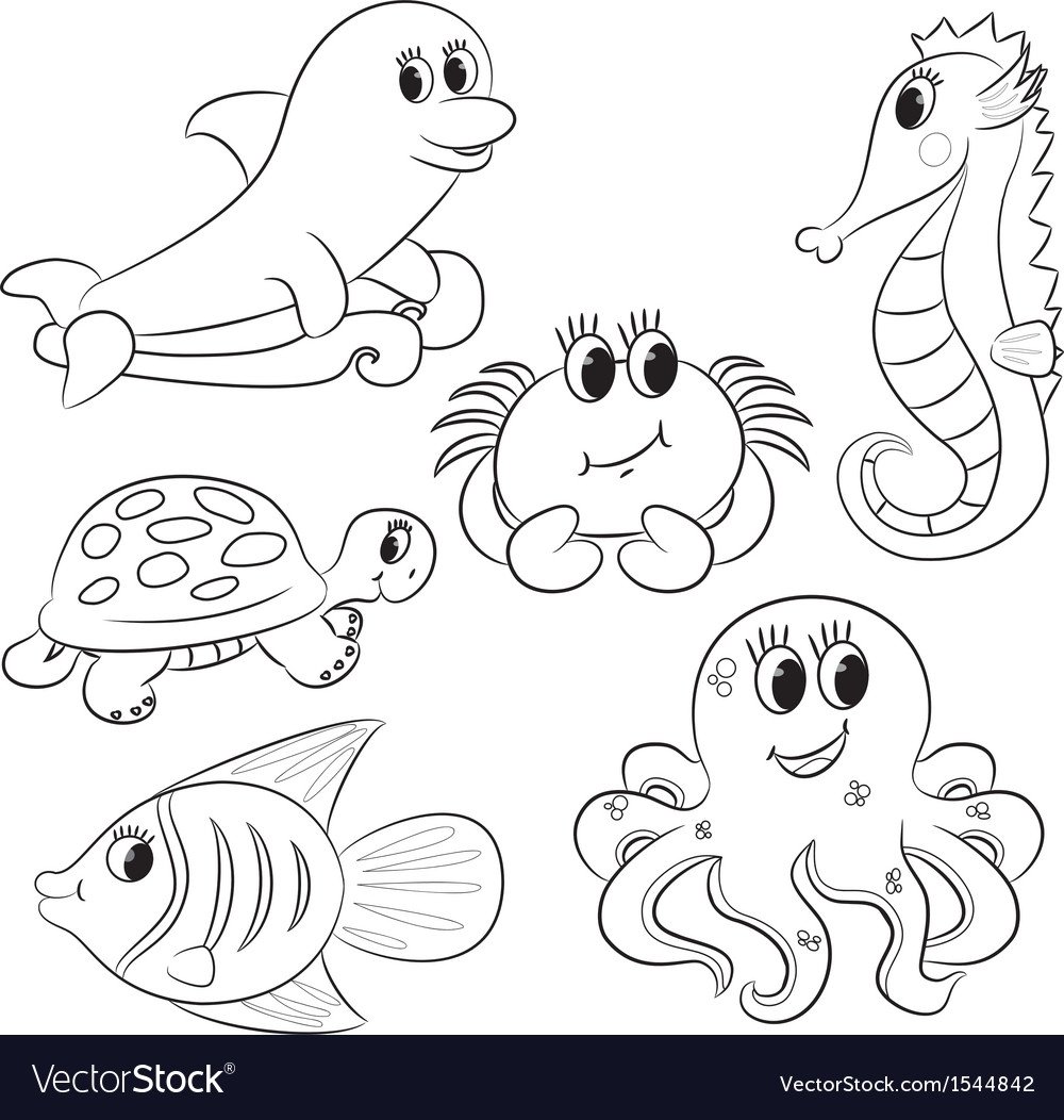 Трафарет морские жители