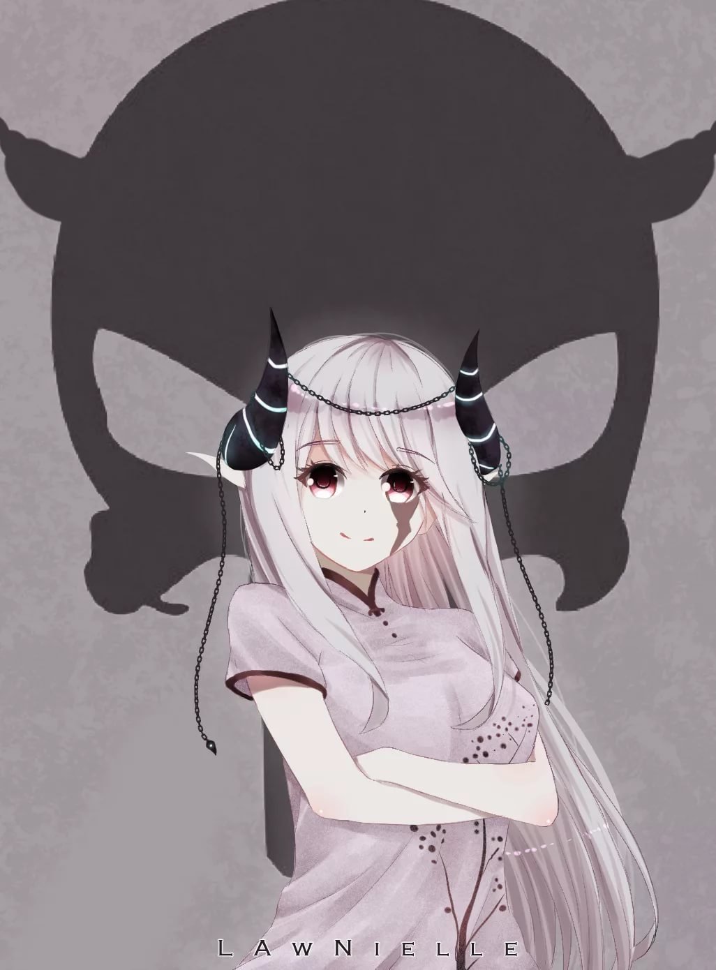 Аниме девушка с рожками