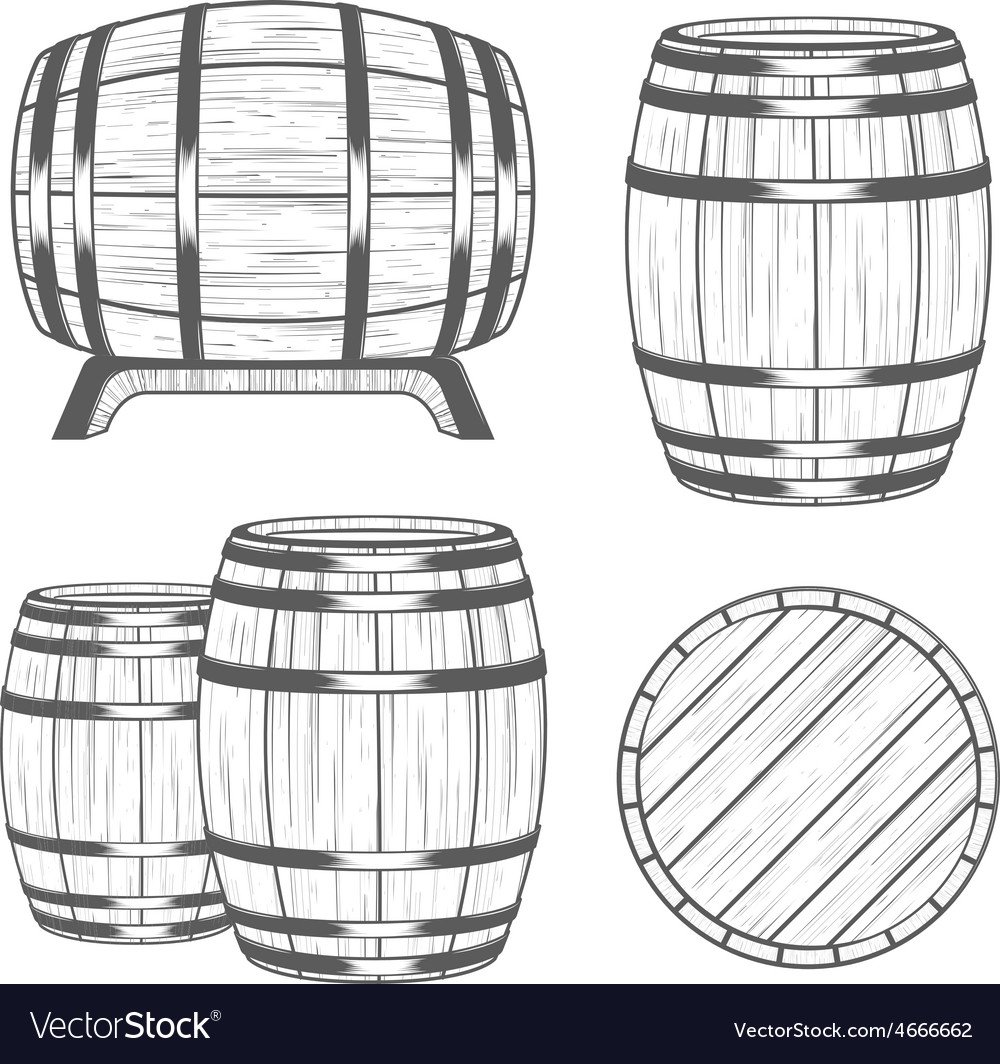 Бочка пивная спереди вектор