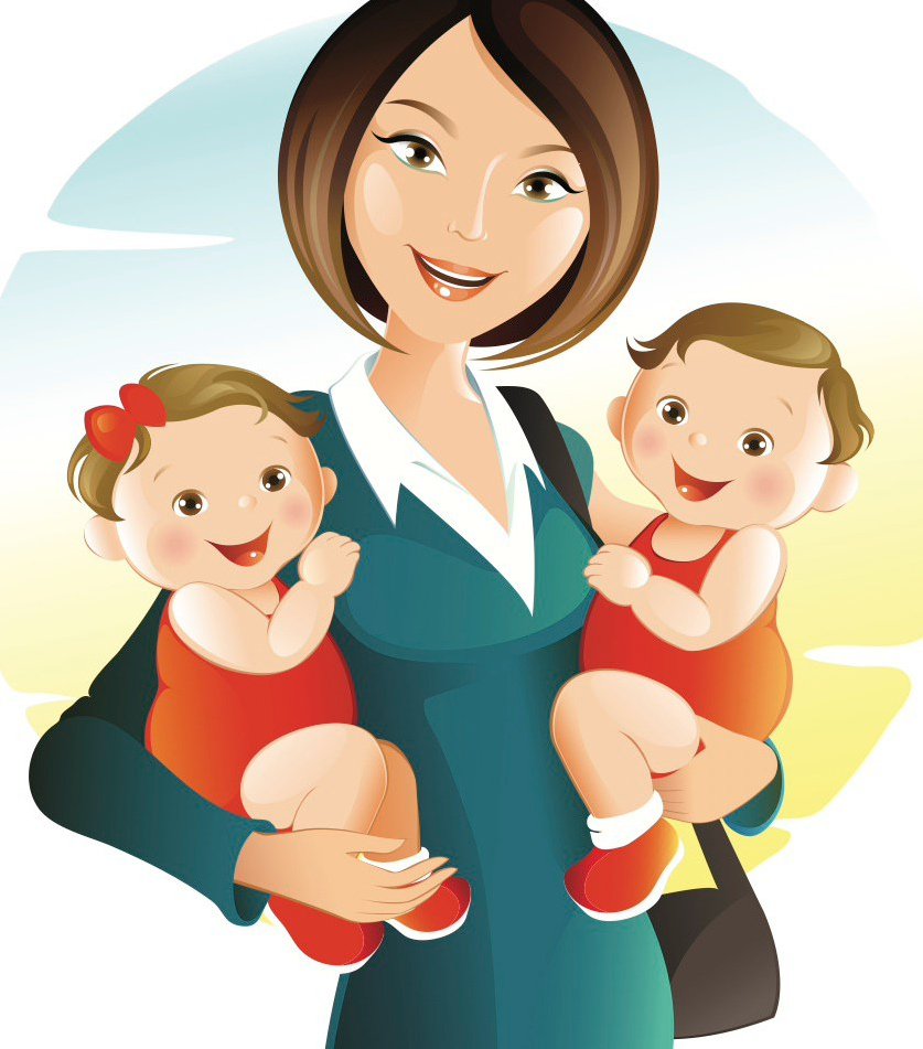 Мама с ребенком мультяшные