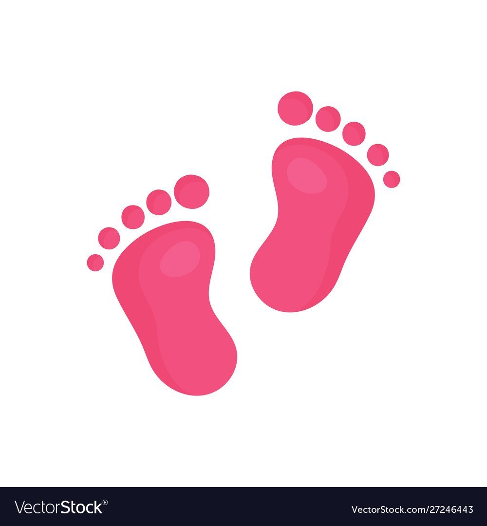 Следы детских ног на белом фоне