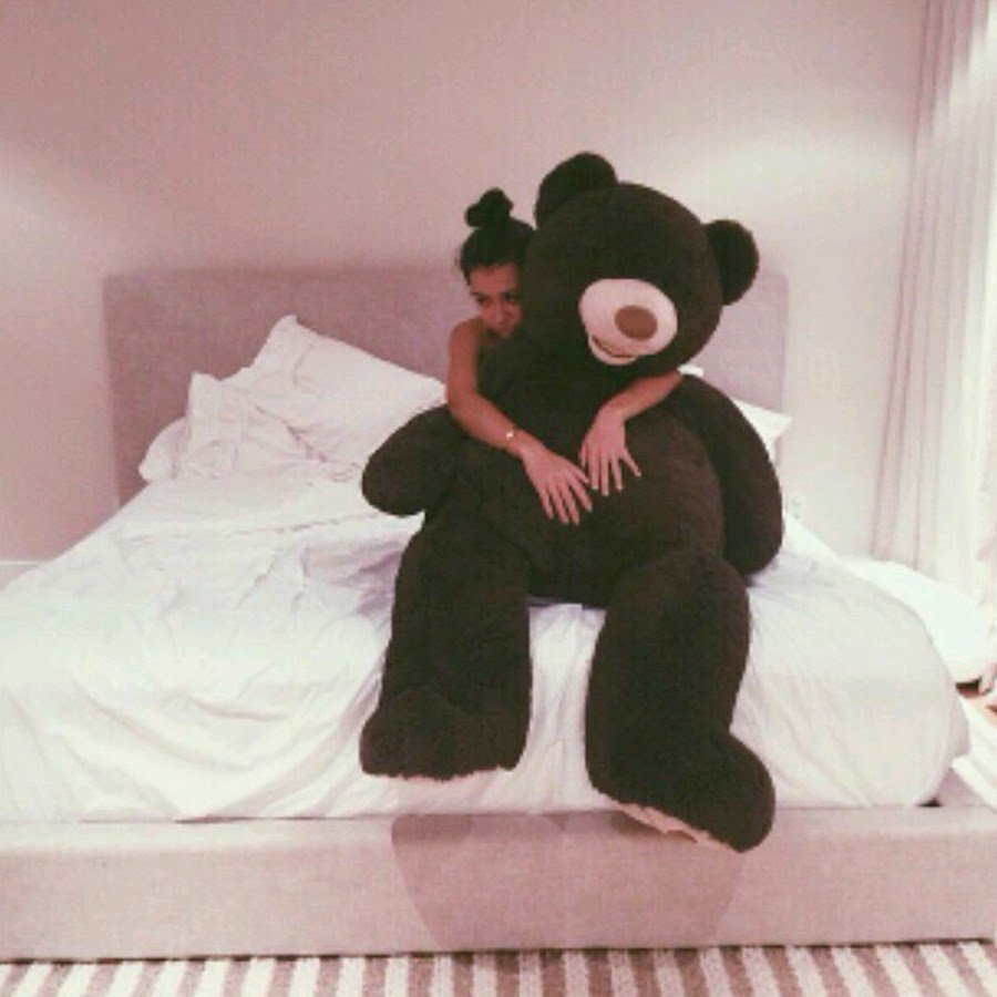 Девушка брюнетка с мишкой