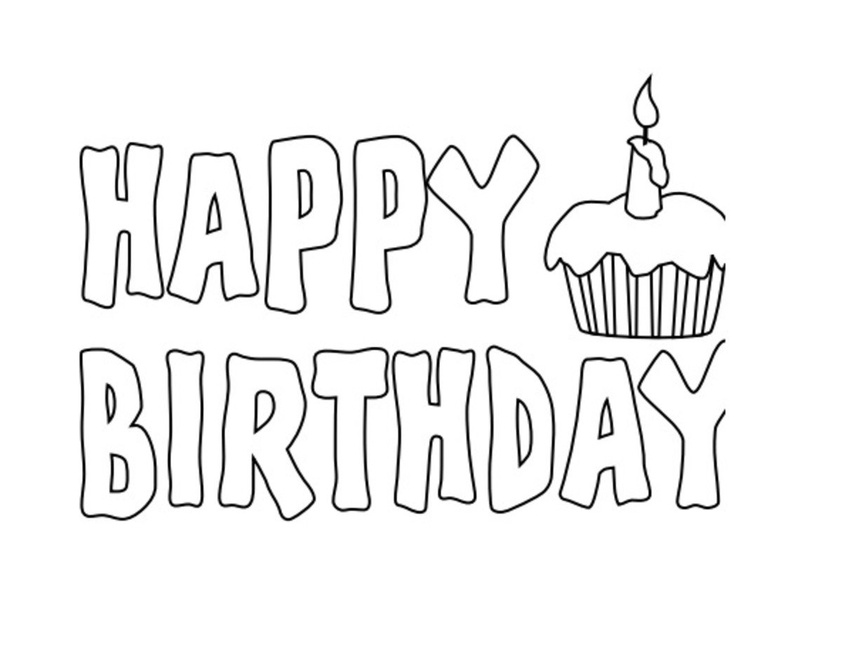 Надпись с днем рождения для раскрашивания
