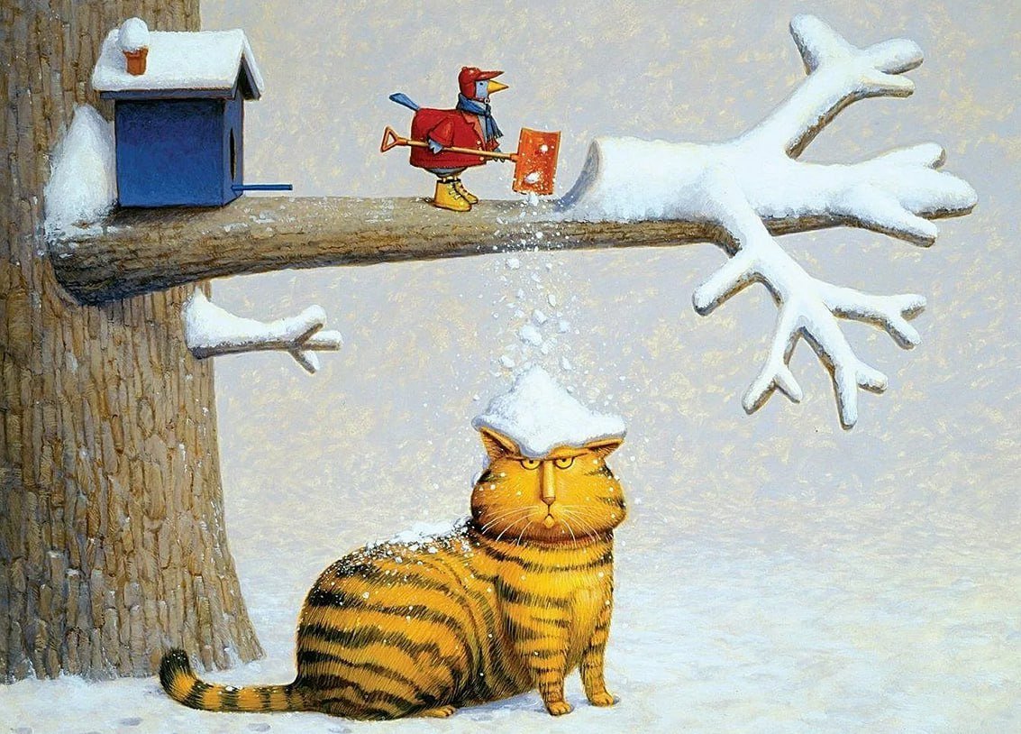 Веселые зимние коты